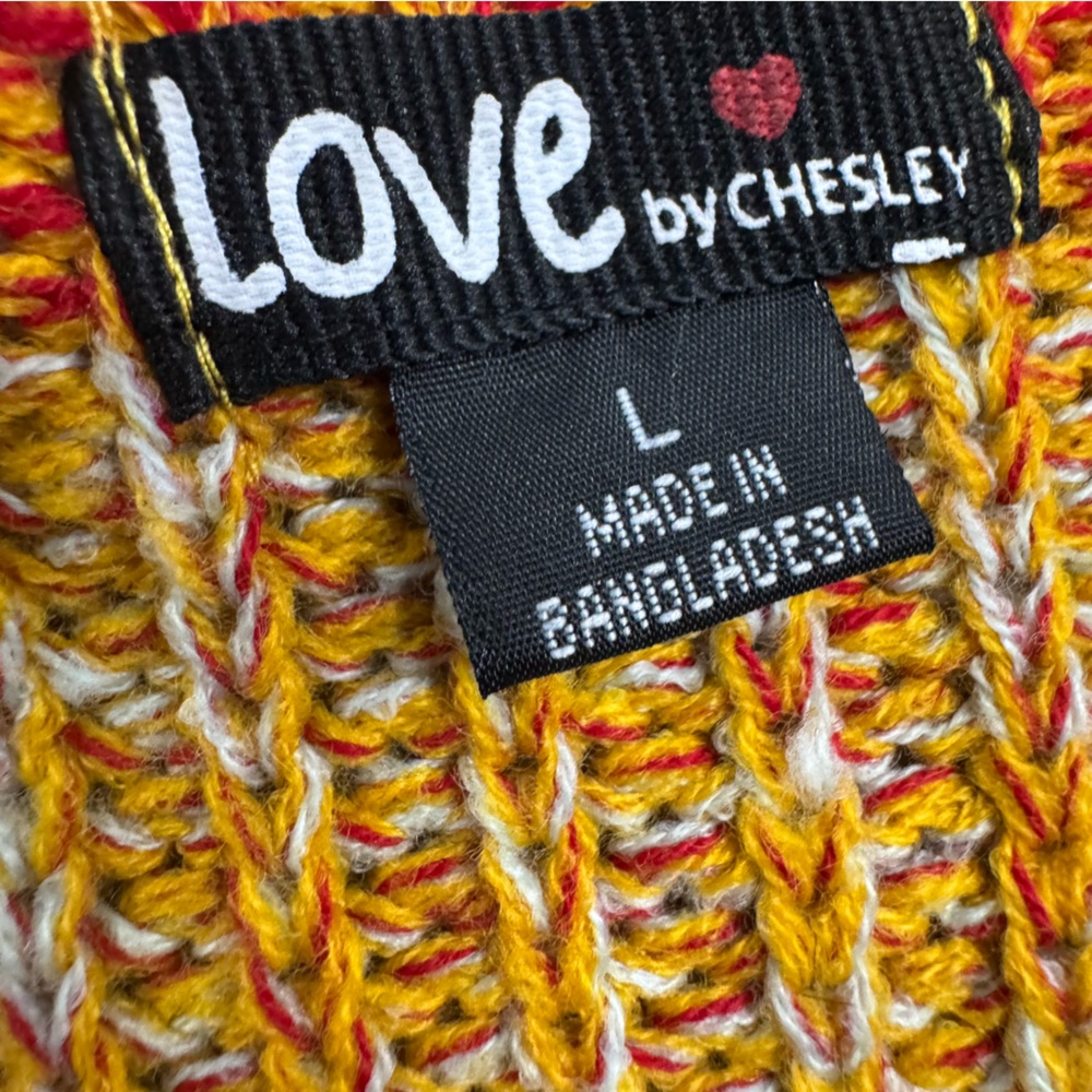 Love Chelsey Colorful Twist Knot Knit Sweater Size L Boho Hippie Retro Y2k - Picture 5 of 10